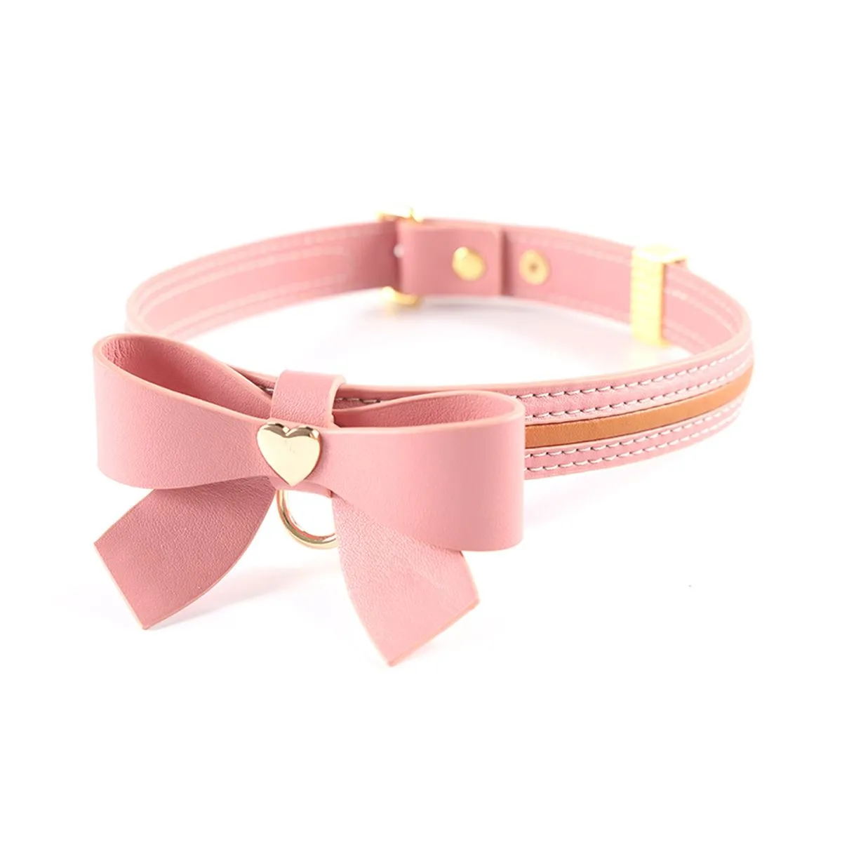 Genuine Leather Collar with Heart and Butterfly Details for Dogs - Sevanda Love Series