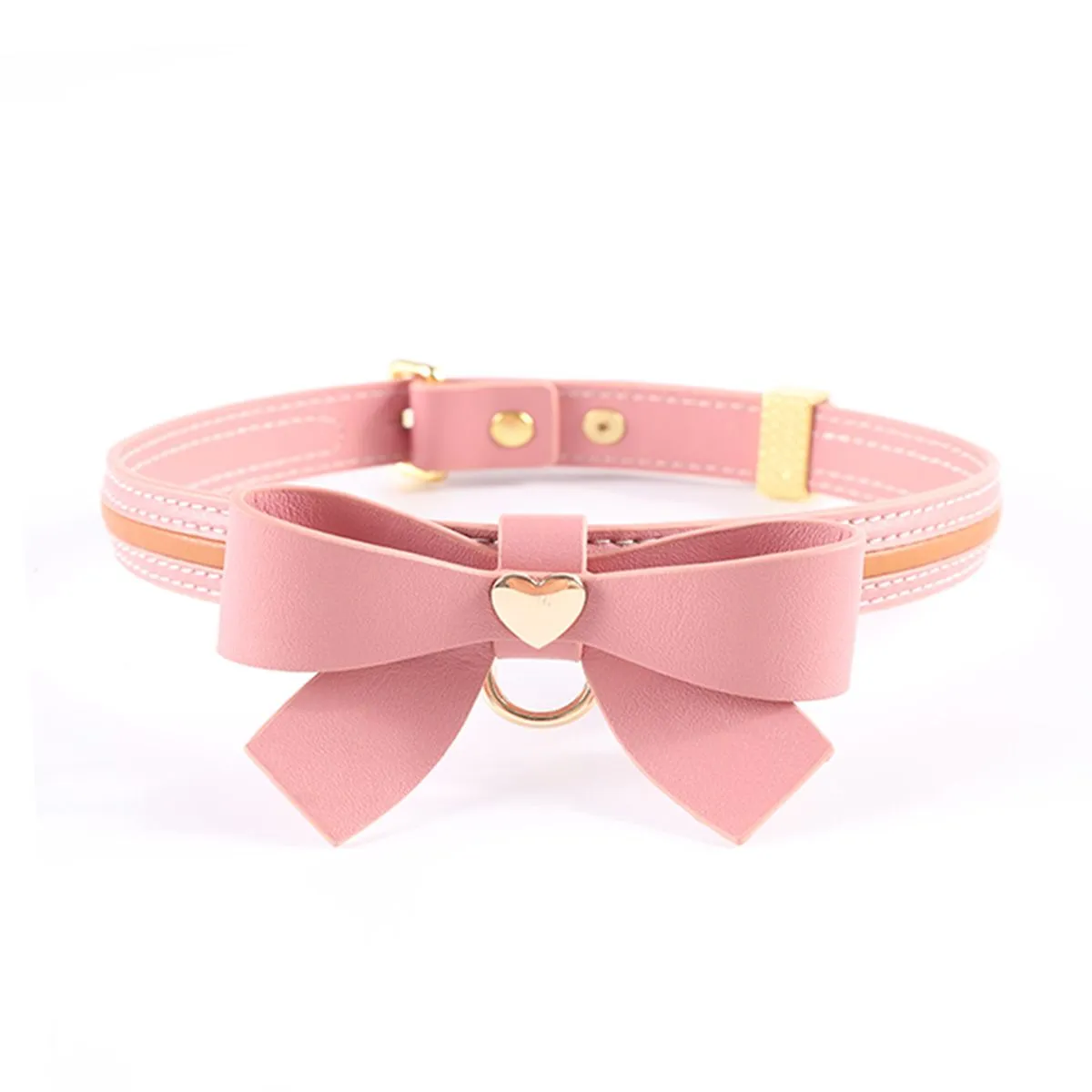 Genuine Leather Collar with Heart and Butterfly Details for Dogs - Sevanda Love Series
