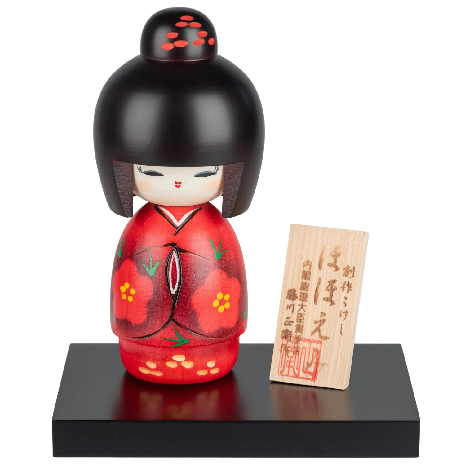Smile Girl Red Japanese Kokeshi Doll