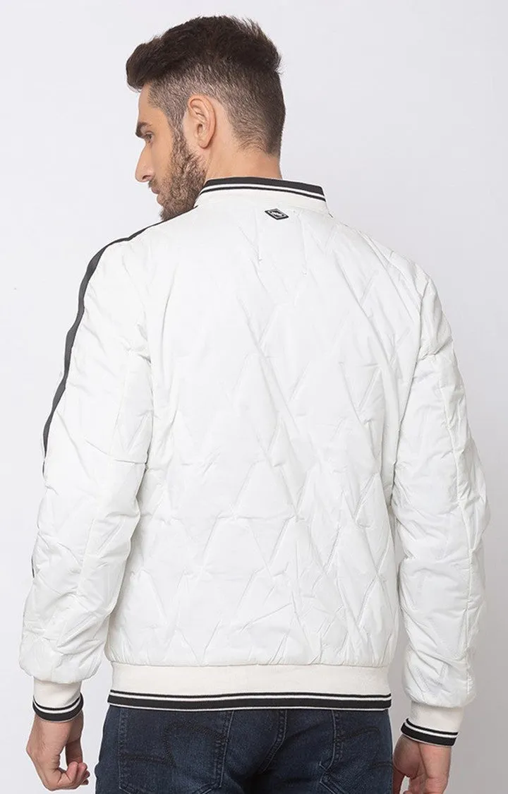 Spykar Men White Polyester Straight Fit Jacket