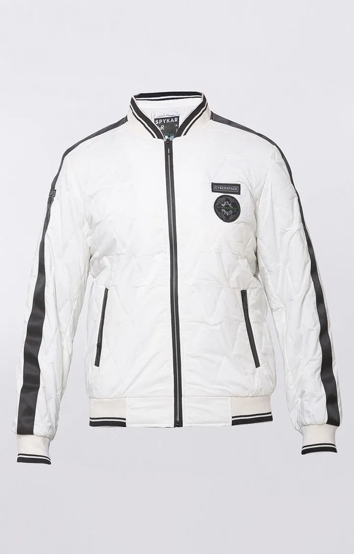 Spykar Men White Polyester Straight Fit Jacket