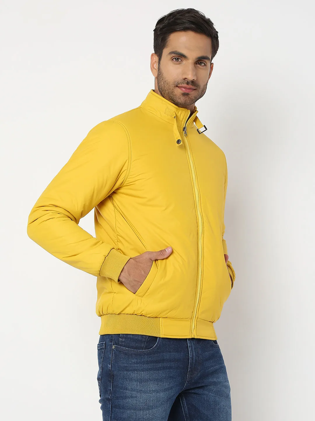 Spykar Men Yellow Nylon Regular Fit Jacket