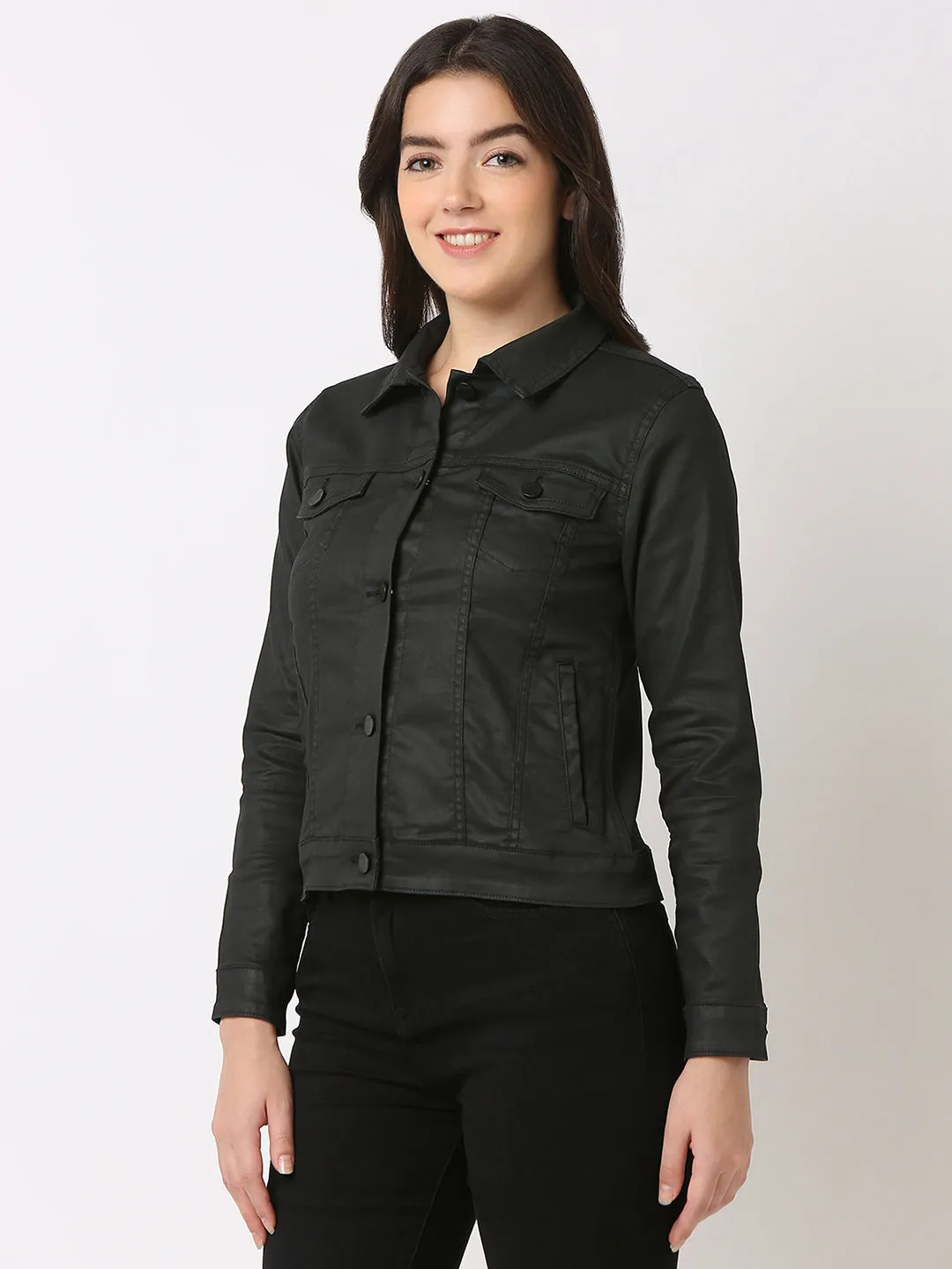 Spykar Round Neck Short Sleeves Jacket for Women