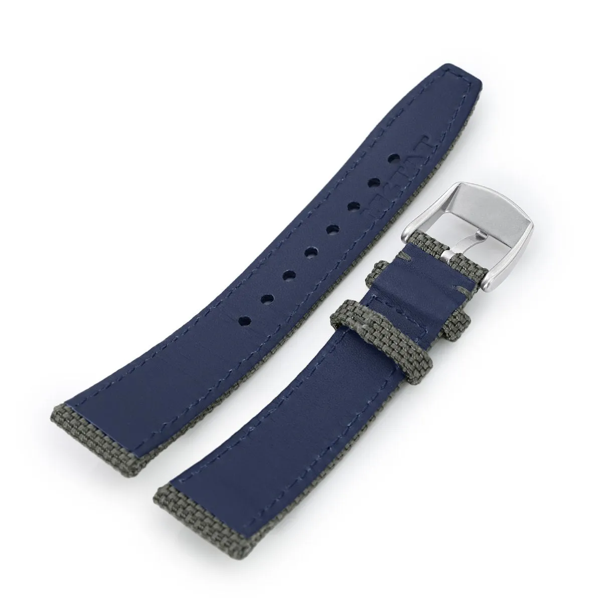 Strong Texture Woven Nylon Military Grey Watch Strap, Brushed