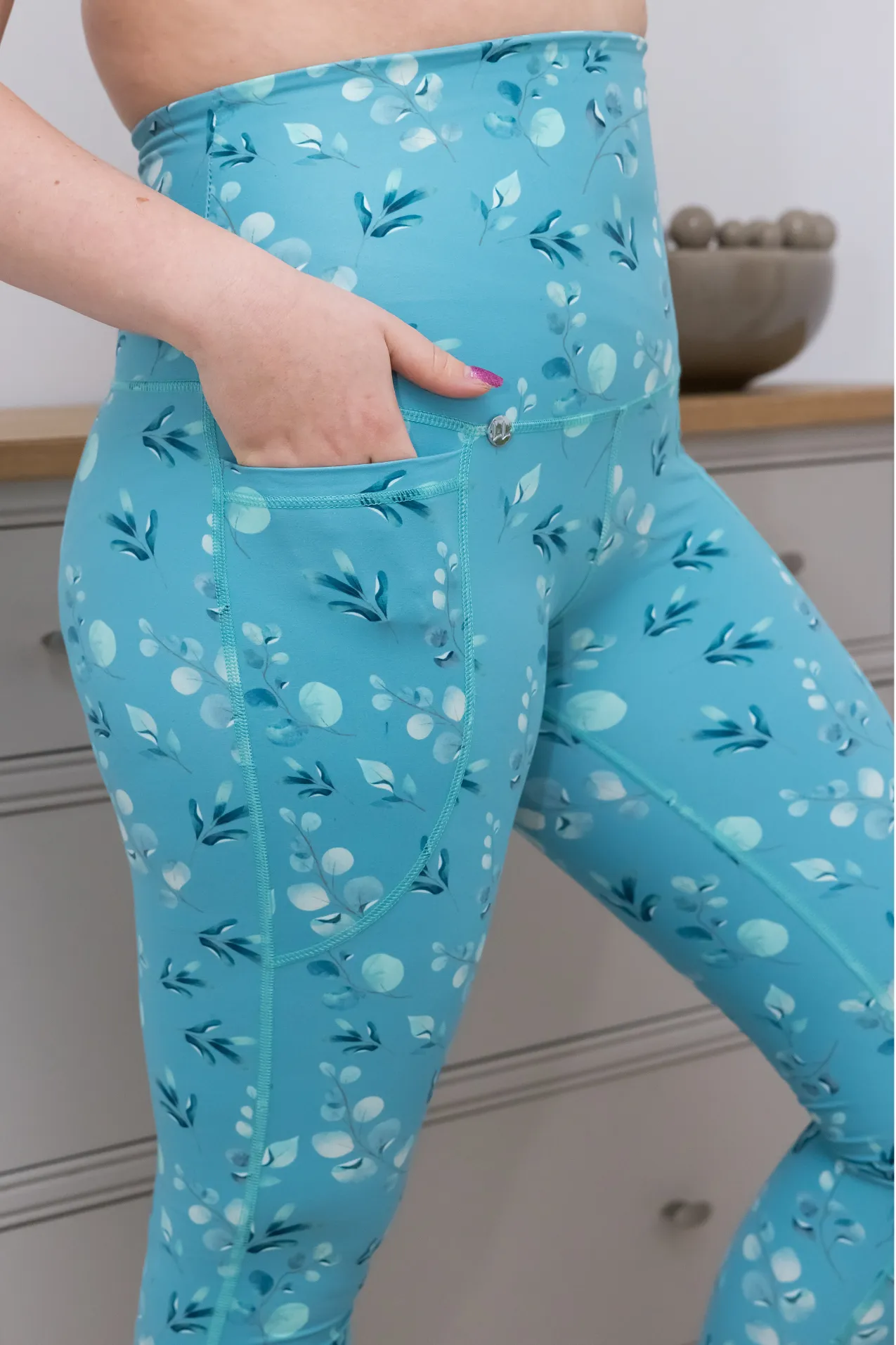Tiffany Eucalyptus 2 Pocket Full Length Leggings