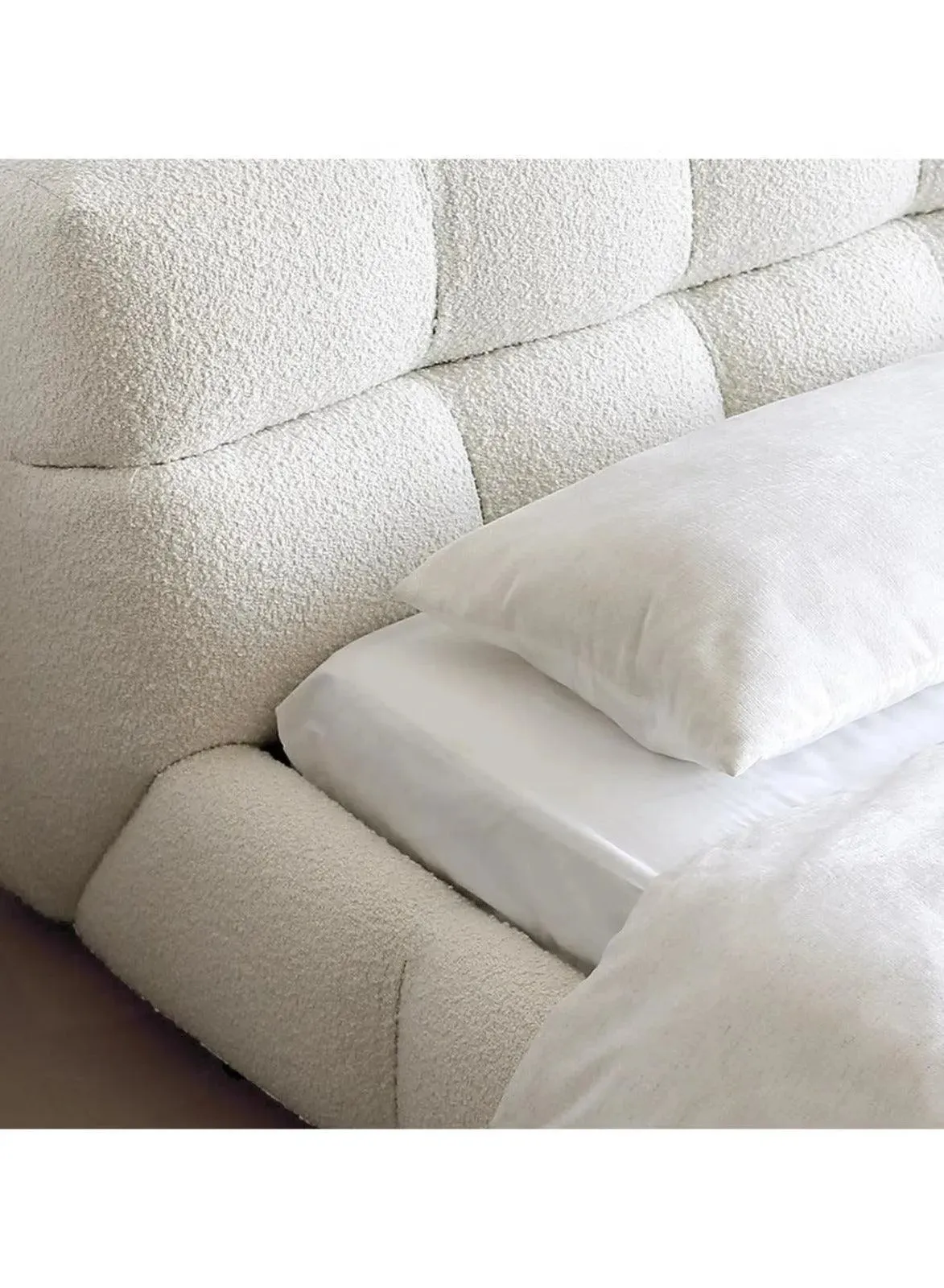 Wooden Twist Awf Modernize Boucle Upholstery Bed for Luxury Bedroom Contemporary, Stylish, and Elegant