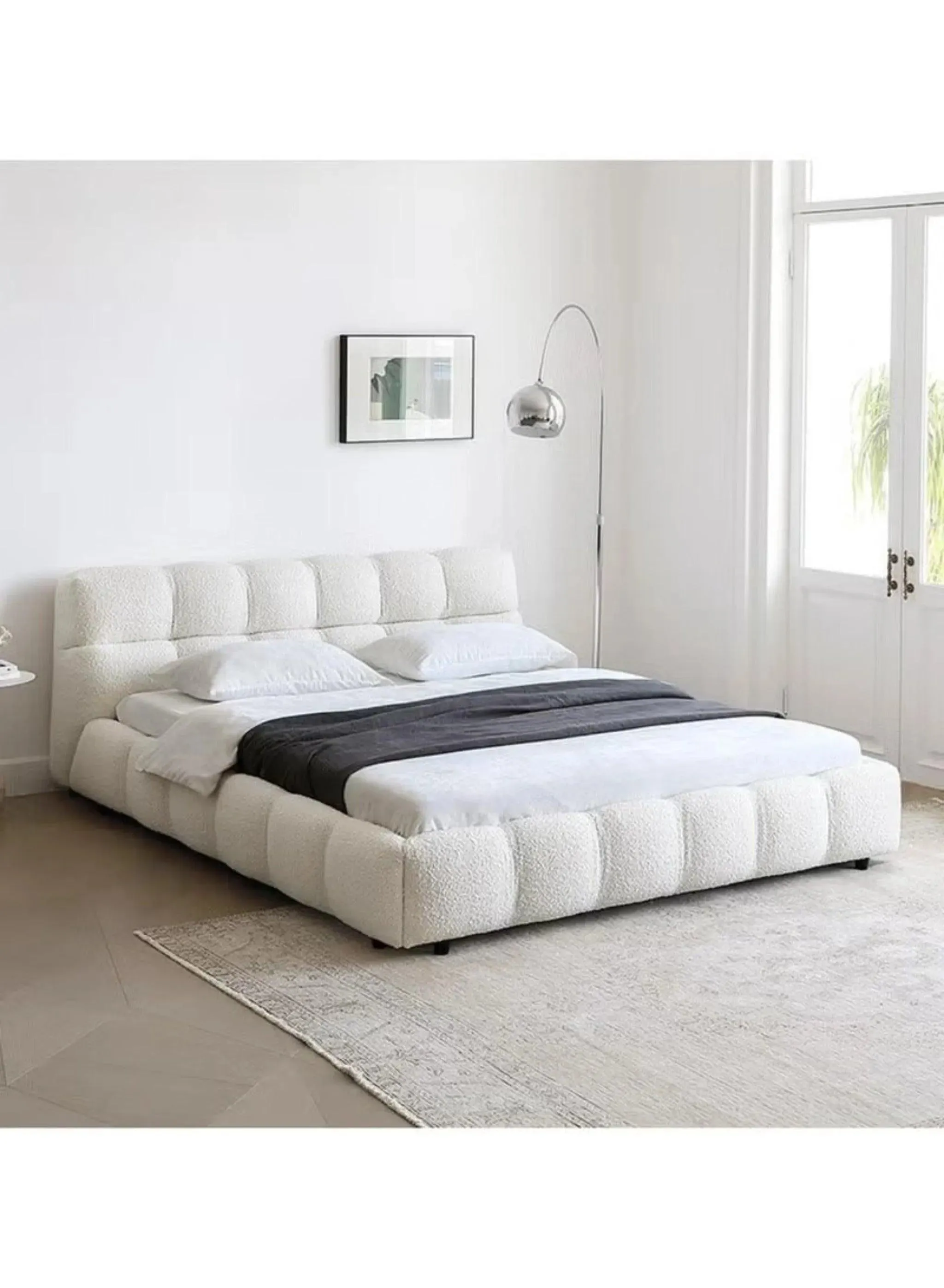 Wooden Twist Awf Modernize Boucle Upholstery Bed for Luxury Bedroom Contemporary, Stylish, and Elegant